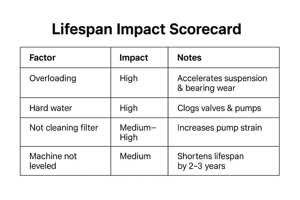 LG washing machine lifespan